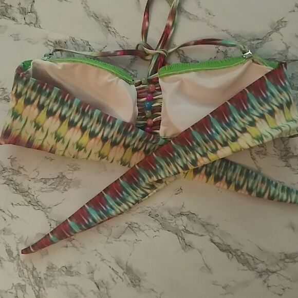 Tie dye  bikini with string sides and bead accent - Picture 7 of 12